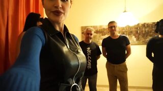 Dominant Ladies Trampling Submissive Men in Leather