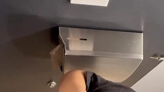 Chubby Girl Bouncing Tittes in Public Restroom