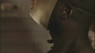 Behind the Mask, a White Man, a Black Man, and a Slut: Threesome with Anal and Wax Play.