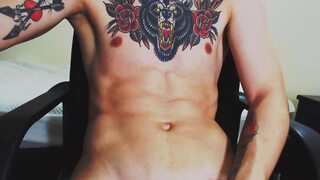 A cam guy is record while jerk off in a show