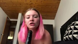 Epic dildo blowjob throatjob by thick white girl