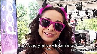 Dude fucks hot amateur outdoor POV at music festival