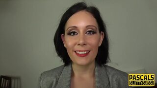 Bound bdsm sub throats dick