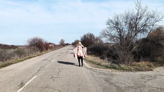 Little Whore Strips off Her Red Bodysuit on the Highway Part 3