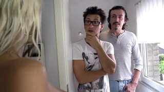 Sexy blonde MILF enjoying in threesome double penetration fuck