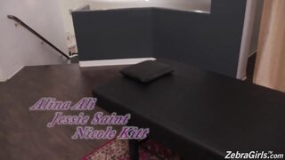 Alina Ali, Jessie Saint and Nicole Kitt have lesbain sex