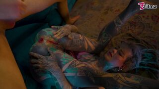 Tattooed Girl Got Caught Fucking Herself with a Big Toy, ANAL, BJ, Cumshot