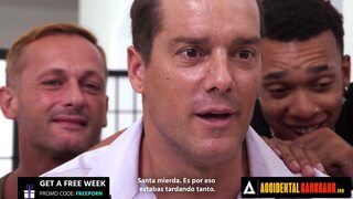 ACCIDENTAL GANGBANG - Naughty Masseuse Adira Allure Gets Gangbanged By Her Clients SPANISH SUBTITLES