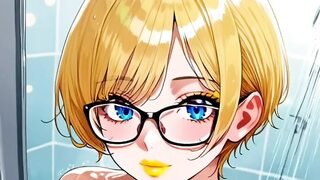 Blonde big boobs take shower (Ai animation)