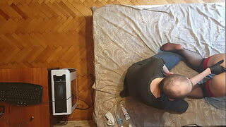 Man opens a girl's anal hole