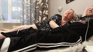 Evening blowjob from milf and cum swallowing