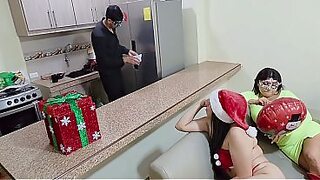 Christmas Trio with my big-bootied milf and my big-breasted girlfriend