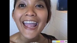 BrookeSkye and Asian Girl Shower Sharing showing perfect ass and small boobs