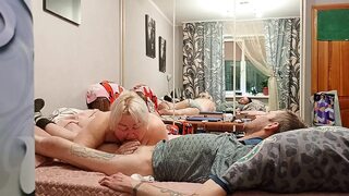 Gentle blowjob and hot cum in neighbor's mouth