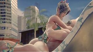 Summer psylocke rinding a Big cock