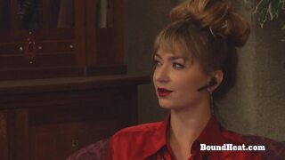 Submissive Lesbian Slave With Collar Around Her Neck Masturbating Using Dildo