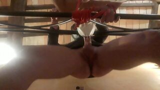 My slut wite tied to a bed and roughly throated  You can see a lot of spit and saliva going down