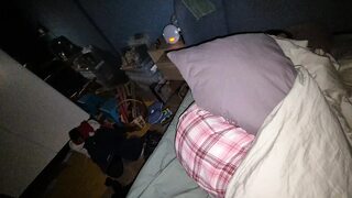 Woke her up to join my autofellatio session