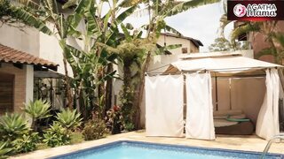 Agatha milf and Luiza Ambiel in Naughty Friends Messing with the Swimming Pool BBC on a Sunny Day