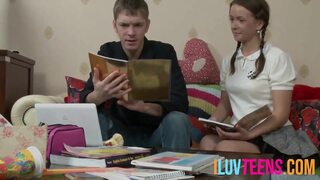 Young stud spraying his friend's lovely face with his seed