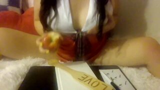 Teacher MindySueLove Welcomes Her Students To Her Naughty Slutty Class And Eats Her Apple Riding You