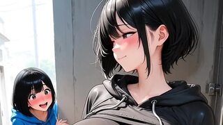 Black hair short beauty huge breasts temptation