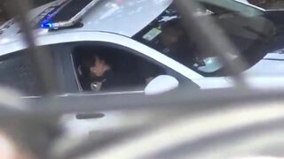 Female Officer Cumming In Sqaud Car