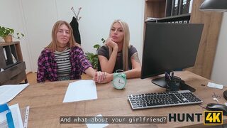 HUNT4K  2 hot Russian lesbians came on a job interview and experienced sexual adventure with a stranger